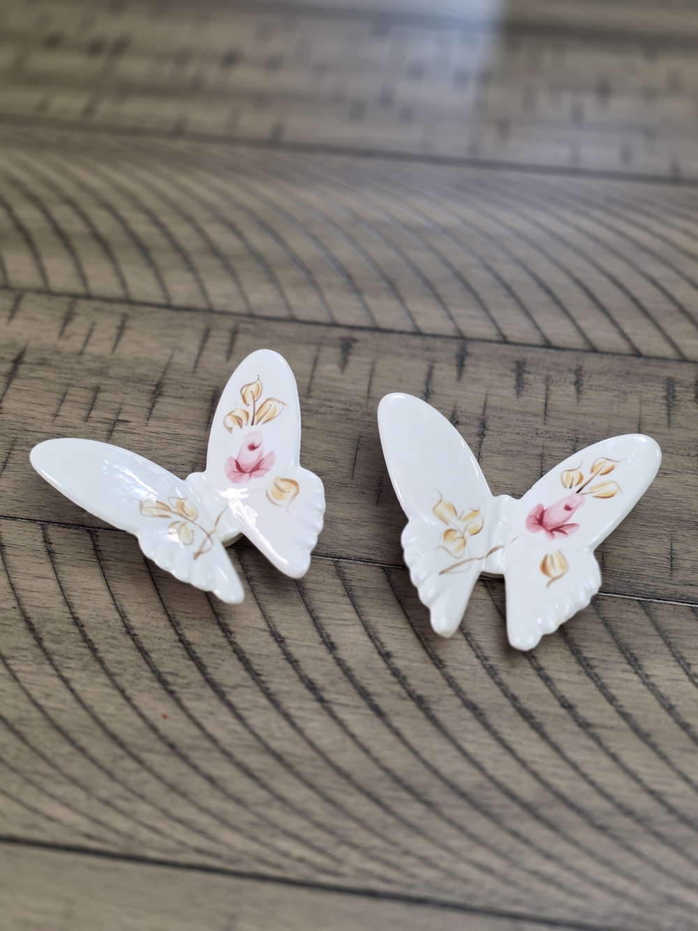 White Butterfly Floral Porcelain Earrings - Unbranded